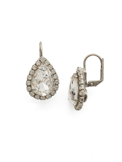 Reed French Wire Earring - EDR48ASWBR - <p>Classic styling abounds with a brilliant pear crystal, surrounded by petite rounds. From Sorrelli's White Bridal collection in our Antique Silver-tone finish.</p>