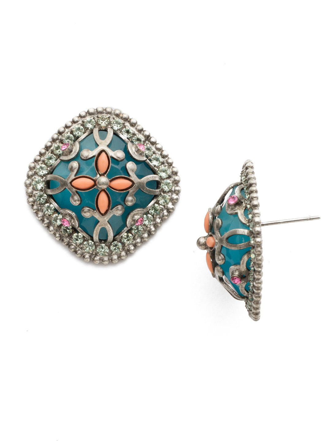 Freesia Earring - EDS27ASVH - Classic Sorrelli style abounds in the intricate styling of this earring. Detailed metalwork and inlaid semi-precious stones make this earring a standout.