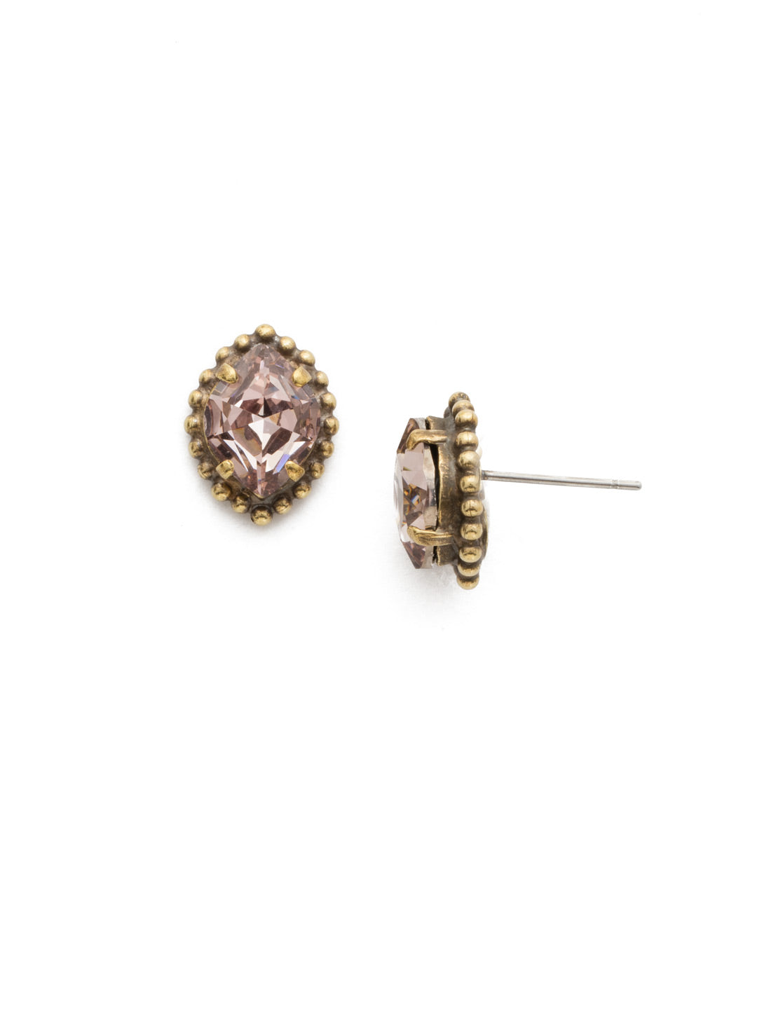 Quince Earring - EDS39AGRS - A single geometric crystal adorned with decorative metal edging is simple and chic.