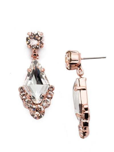 Alder Dangle Earrings - EDT10RGSNB - <p>A rhombus crystal is accented be delicate rounds in this simple, chic earring. From Sorrelli's Snow Bunny collection in our Rose Gold-tone finish.</p>