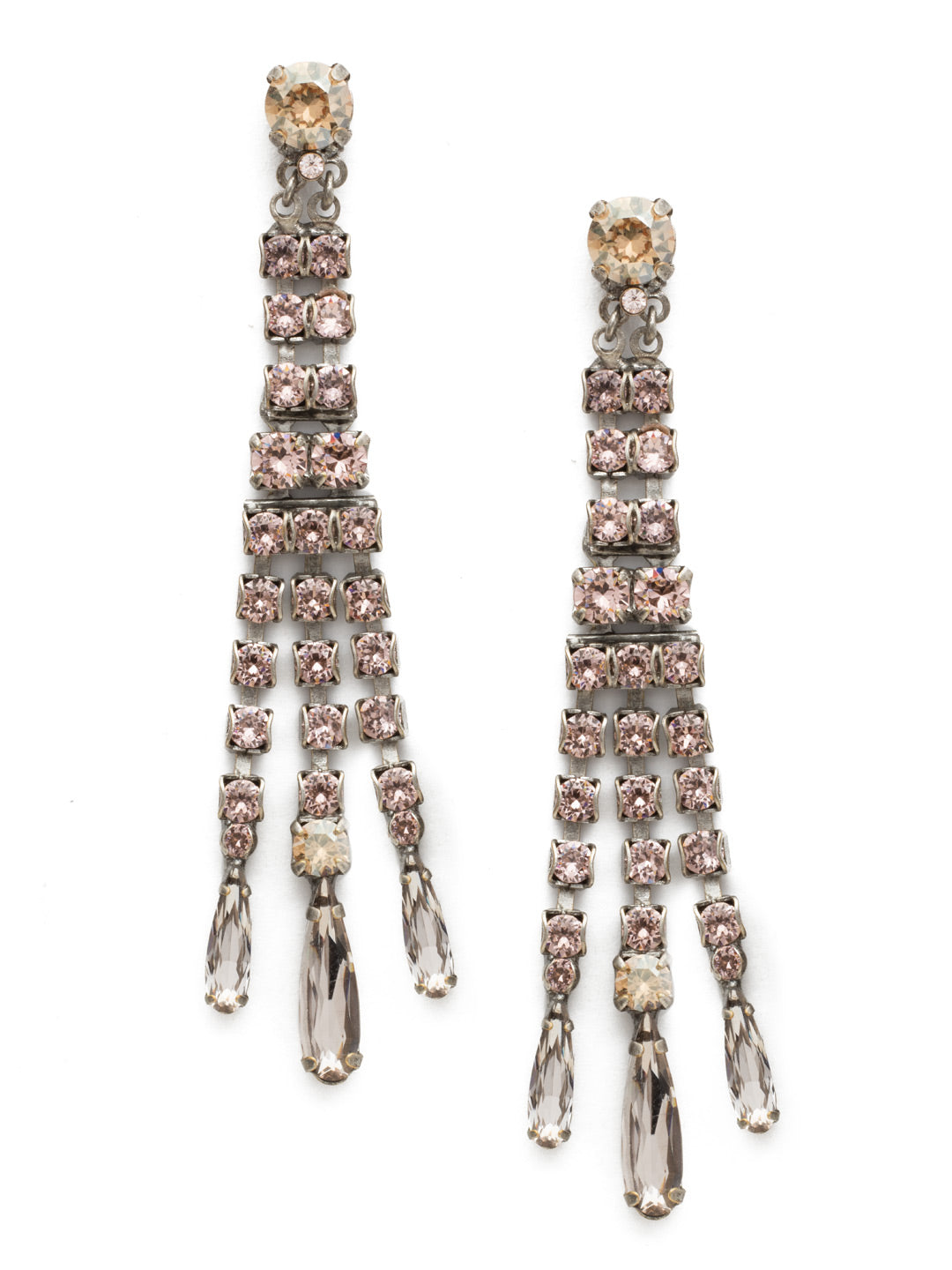 Angelica Dangle Earring - EDT11ASSBL - <p>Three rows of delicate round crystals are accented by three elongated navettes for a romantic, vintage feel. From Sorrelli's Satin Blush collection in our Antique Silver-tone finish.</p>