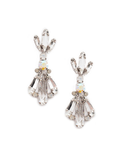 Sedum Dangle Earrings - EDT20RHWBR - Three elongated navettes sit above and below two beautiful round stones in this breathtaking style. From Sorrelli's White Bridal collection in our Palladium Silver-tone finish.