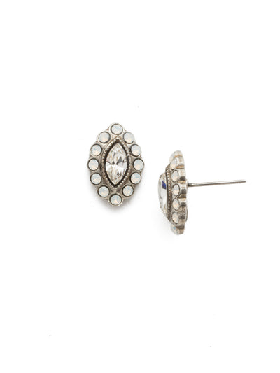 Moonflower Stud Earring - EDT2ASWBR - <p>A crystal encrusted navette stud is simple and chic. From Sorrelli's White Bridal collection in our Antique Silver-tone finish.</p>