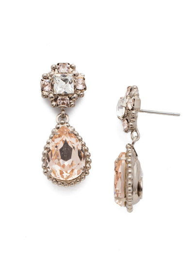 Posey Dangle Earrings - EDT8ASPLS - Pear shaped crystals set in decorative edging alternate with vintage inspired crystal clusters for a unique design.