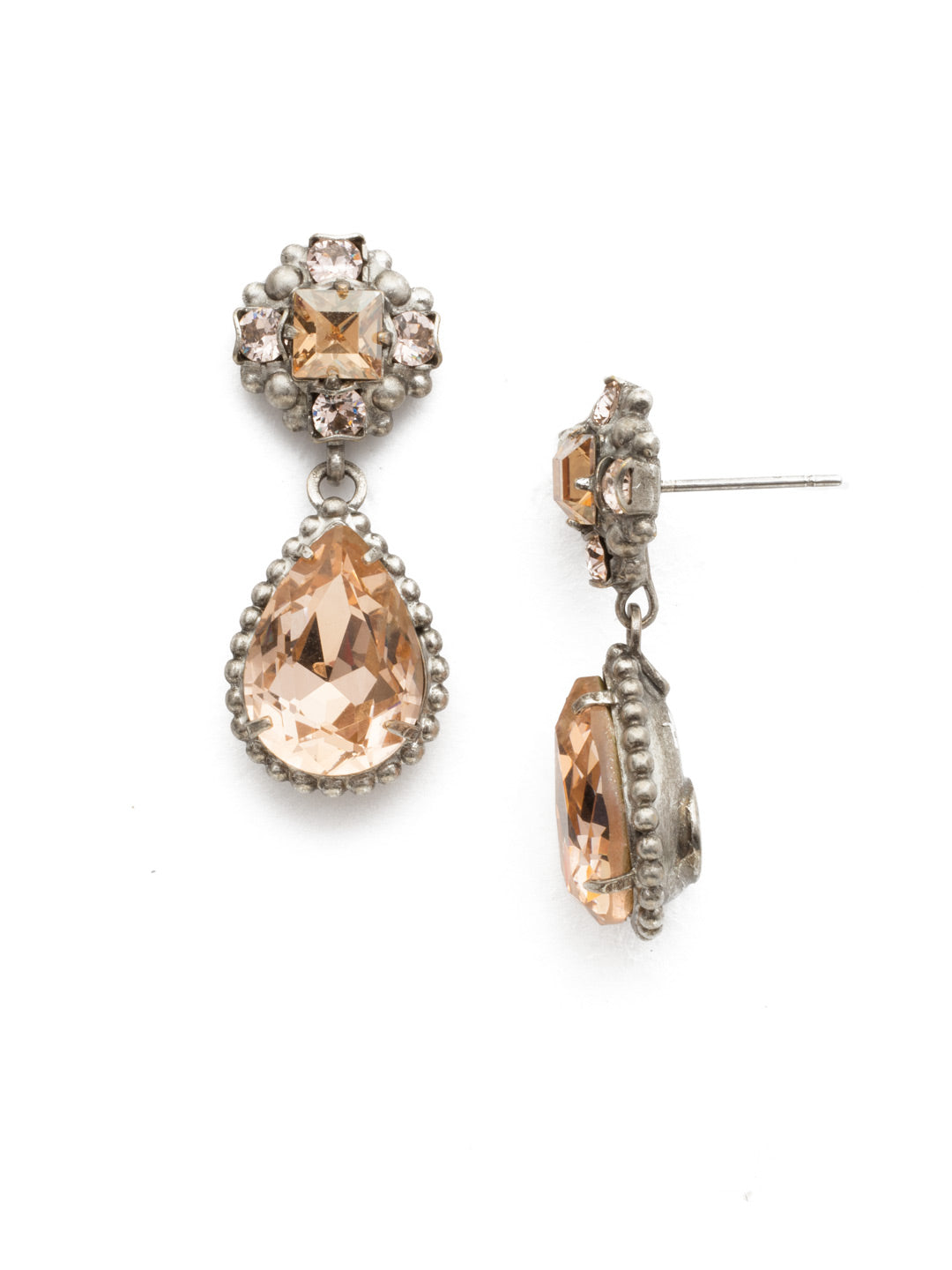 Posey Dangle Earrings - EDT8ASSBL - <p>Pear shaped crystals set in decorative edging alternate with vintage inspired crystal clusters for a unique design. From Sorrelli's Satin Blush collection in our Antique Silver-tone finish.</p>