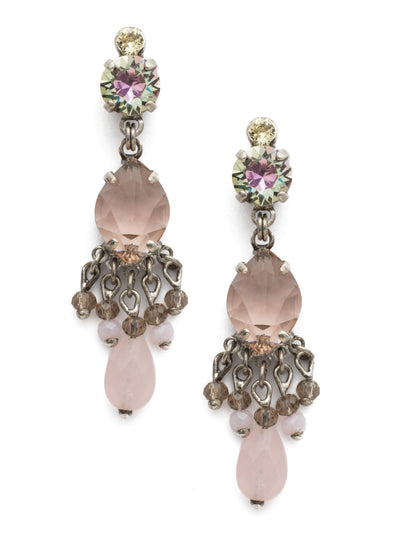 Helenium Dangle Earrings - EDU11ASLPA - A cascading chandelier flowing with navette and round crystals.