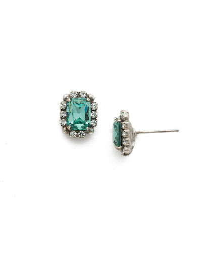 Bay Laurel Earrings - EDU37ASSMN - <p>A cushion octagon crystal lain in the center of circular crystals completed with a stud post. From Sorrelli's Sweet Mint collection in our Antique Silver-tone finish.</p>