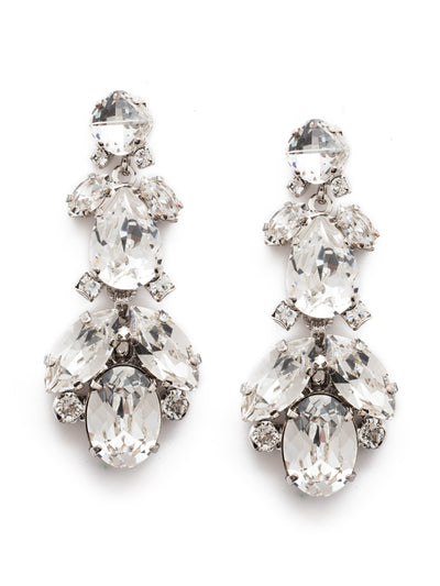 Pine Dangle Earrings - EDU40RHCRY - <p>A cascade of oval, navette, round, square and pear crystals to create a flow of symmetric design secured with a stud post. From Sorrelli's Crystal collection in our Palladium Silver-tone finish.</p>