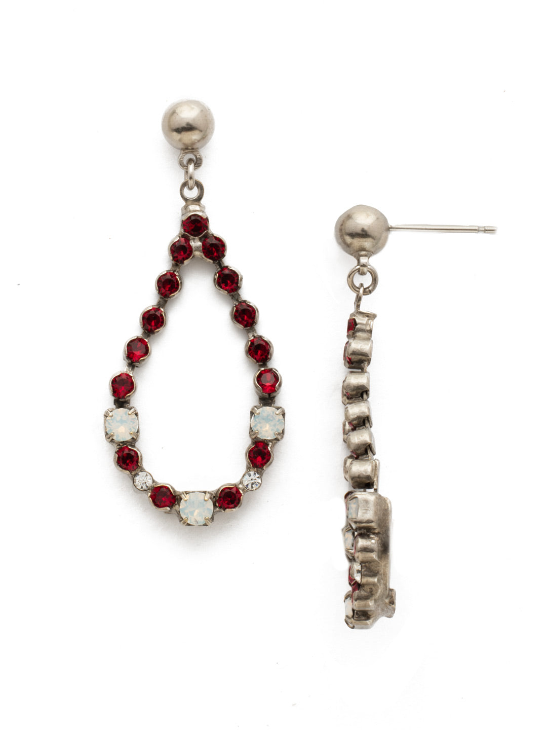 The Skinny Earring - EDU45ASCP - <p>Petite round crystals in a variety of settings align to form this sleek, slender style. From Sorrelli's Crimson Pride collection in our Antique Silver-tone finish.</p>