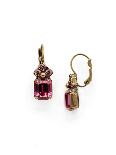 Speedwell Earring - EDU58AGPIN - <p>A rounded emerald cut stone accented by deco-inspired details. From Sorrelli's Pink Passion collection in our Antique Gold-tone finish.</p>