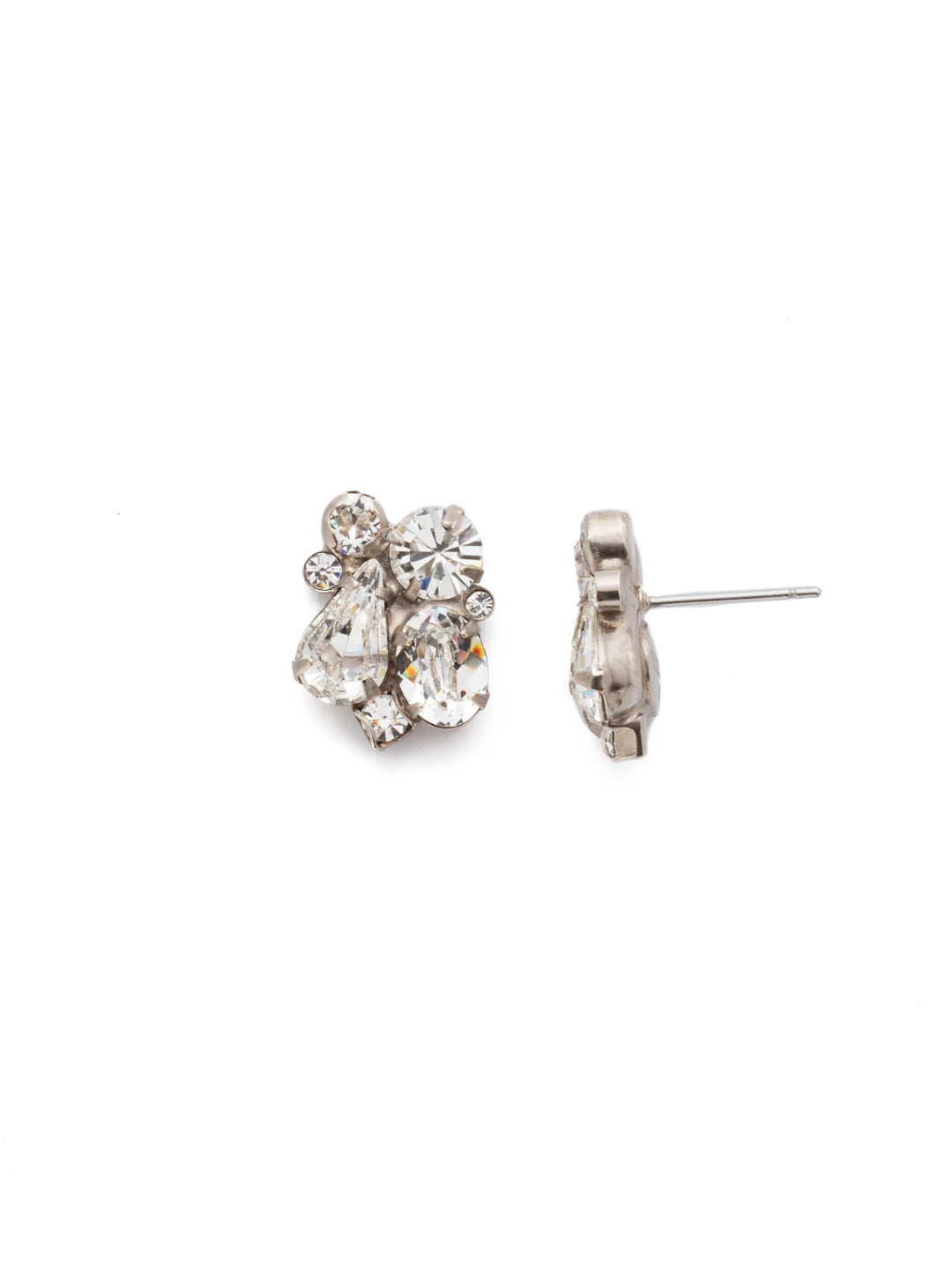 Daffodil Stud Earrings - EDU5ASCRY - <p>Features a cluster of crystals cut in pear, round, and oval shapes with a stud post. From Sorrelli's Crystal collection in our Antique Silver-tone finish.</p>
