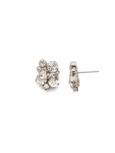 Daffodil Stud Earrings - EDU5ASCRY - <p>Features a cluster of crystals cut in pear, round, and oval shapes with a stud post. From Sorrelli's Crystal collection in our Antique Silver-tone finish.</p>