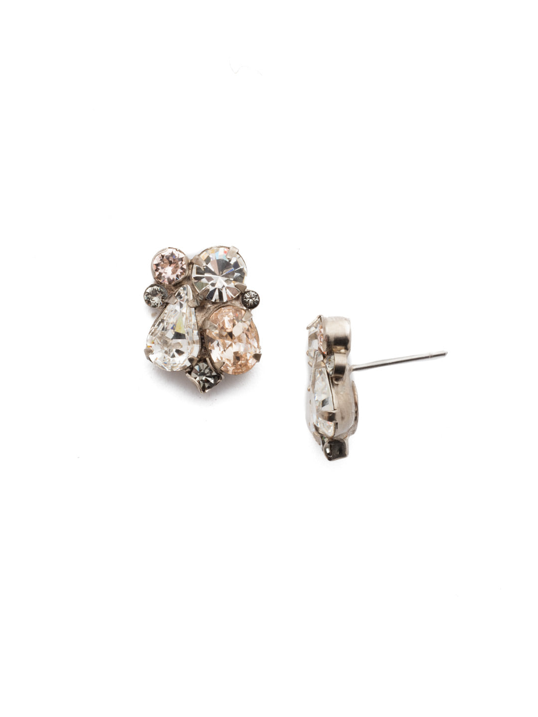 Daffodil Stud Earrings - EDU5ASSNB - <p>Features a cluster of crystals cut in pear, round, and oval shapes with a stud post. From Sorrelli's Snow Bunny collection in our Antique Silver-tone finish.</p>