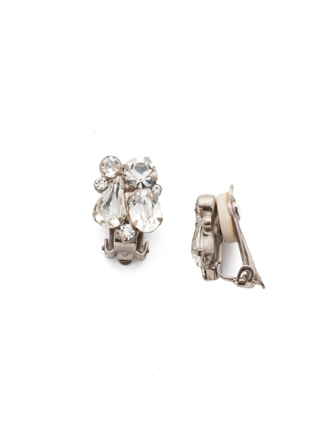 Daffodil Clip On Earrings - EDU5CASCRY - <p>Features a cluster of crystals cut in pear, round, and oval shapes with a clip on design. From Sorrelli's Crystal collection in our Antique Silver-tone finish.</p>