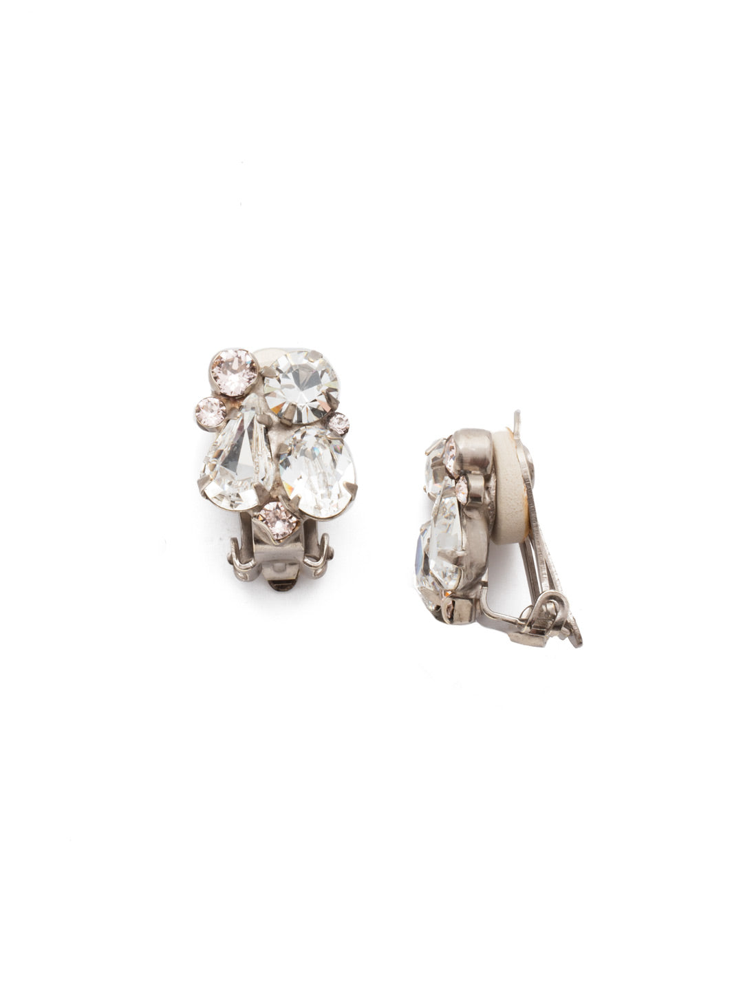 Daffodil Clip On Earrings - EDU5CASPLS - <p>Features a cluster of crystals cut in pear, round, and oval shapes with a clip on design. From Sorrelli's Soft Petal collection in our Antique Silver-tone finish.</p>