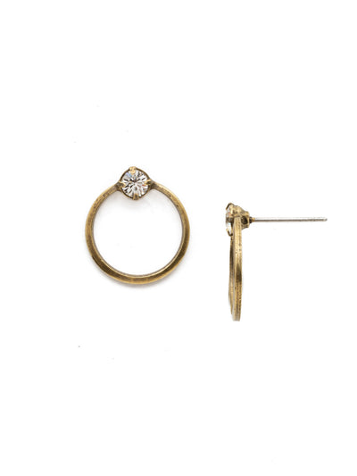 Mini Circling the Middle Earring - EDW31AGCRY - A petite round crystal surrounded by a metal hoop on a stud post is the perfect everyday accessory.
