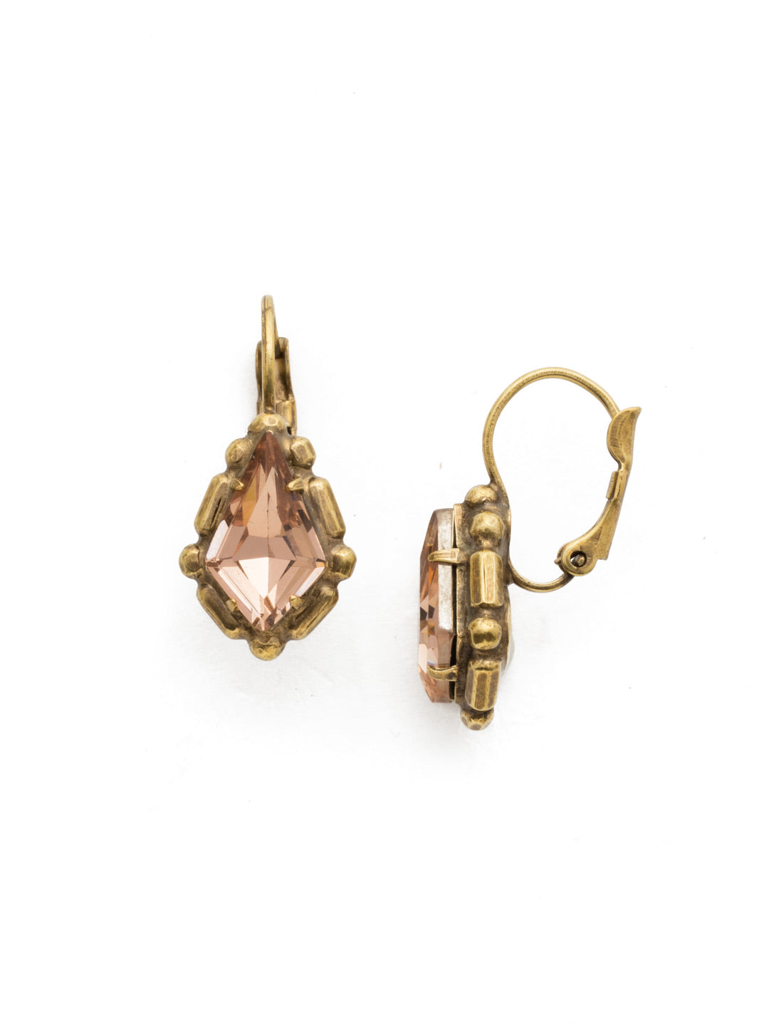 Petite Hawthorn Earring - EDX19AGSTN - A petite diamond shaped stone in a detailed metal setting hangs from a slim french wire on this everyday stunner.