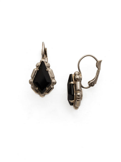 Petite Hawthorn Earring - EDX19ASBLT - A petite diamond shaped stone in a detailed metal setting hangs from a slim french wire on this everyday stunner. From Sorrelli's Black Tie collection in our Antique Silver-tone finish.