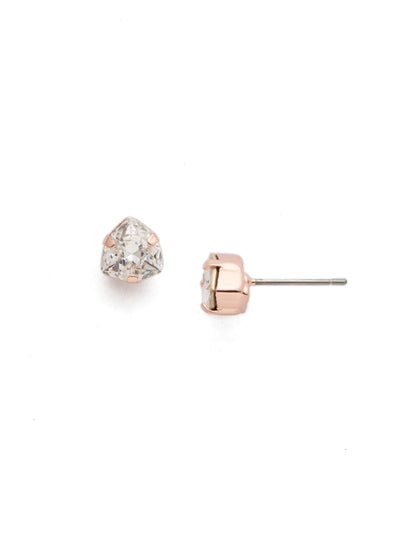 Sedge Stud Earrings - EDX1RGCAZ - A shield shaped crystal in a simple pronged setting. Perfect if you want to add just a bit of sparkle to any outfit! From Sorrelli's Crystal Azure collection in our Rose Gold-tone finish.