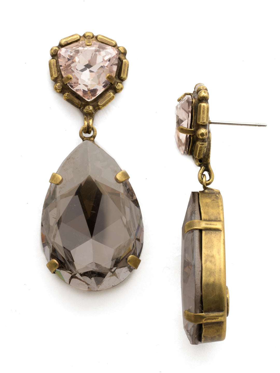 Yucca Dangle Earrings - EDX20AGSTN - <p>A statement style with a pentagon shaped crystal laid in a decorative metal design on top of a large dangling tear drop stone. From Sorrelli's Sandstone collection in our Antique Gold-tone finish.</p>