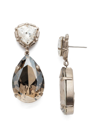 Yucca Dangle Earrings - EDX20ASCRO - <p>A statement style with a pentagon shaped crystal laid in a decorative metal design on top of a large dangling tear drop stone. From Sorrelli's Crystal Rock collection in our Antique Silver-tone finish.</p>
