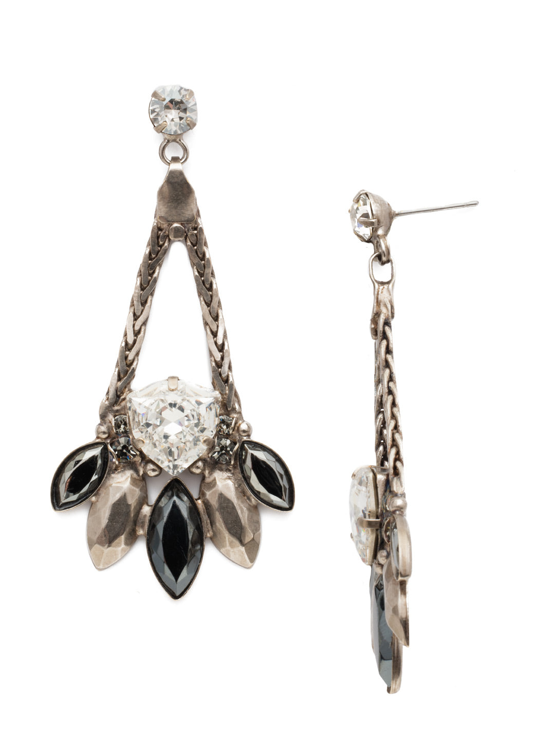 Harmony Dangle Earrings - EDX24ASCRO - <p>The perfect earrings to add that 'wow factor' to any outfit. A small round crystal at the post leads down to a stunning drop design consisting of mixed crystals and navette-shaped stones. From Sorrelli's Crystal Rock collection in our Antique Silver-tone finish.</p>
