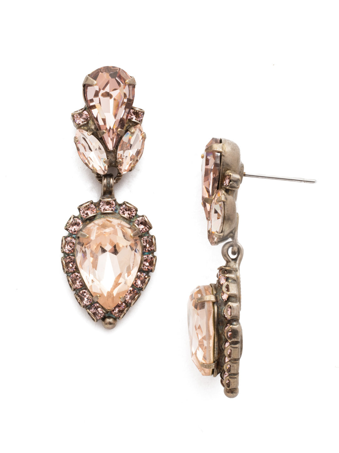 Sea Change Dangle Earrings - EDZ38ASSBL - <p>A cluster of crystals anchors this teardrop crystal in a stunning antique finish perfect to add a bit of sparkle to your look. From Sorrelli's Satin Blush collection in our Antique Silver-tone finish.</p>