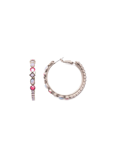 Sicily Hoop Earrings - EEA23ASETP - <p>These hoop earrings are packed with sparkle, lined with a beautiful assortment of crystals. From Sorrelli's Electric Pink collection in our Antique Silver-tone finish.</p>