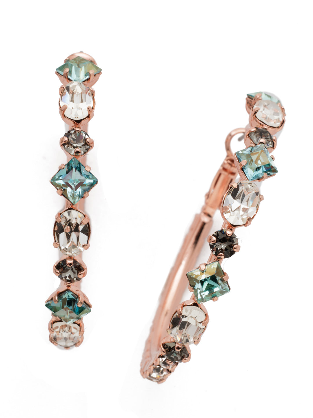 Sicily Hoop Earrings - EEA23RGCAZ - These hoop earrings are packed with sparkle, lined with a beautiful assortment of crystals. From Sorrelli's Crystal Azure collection in our Rose Gold-tone finish.