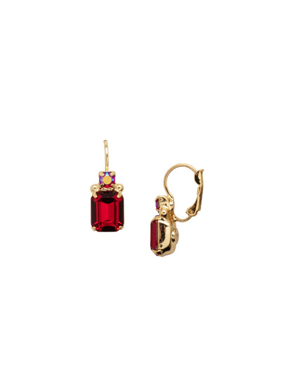 Octavia Studded Dangle Earrings - EEA7BGCB - <p>The Octavia Studded Dangle Earrings combine simplistic beauty and sparkle, featuring a cushion emerald cut crystal and accented by a small round crystal above. From Sorrelli's Cranberry collection in our Bright Gold-tone finish.</p>