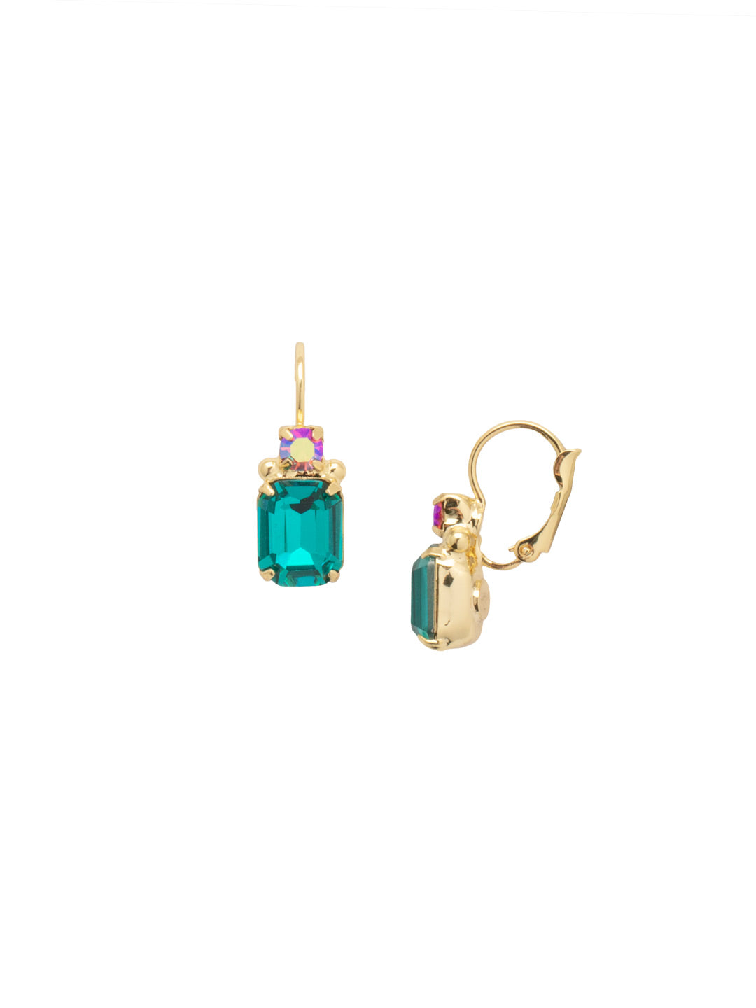 Octavia Studded Dangle Earrings - EEA7BGHBR - <p>The Octavia Studded Dangle Earrings combine simplistic beauty and sparkle, featuring a cushion emerald cut crystal and accented by a small round crystal above. From Sorrelli's Happy Birthday Redux collection in our Bright Gold-tone finish.</p>