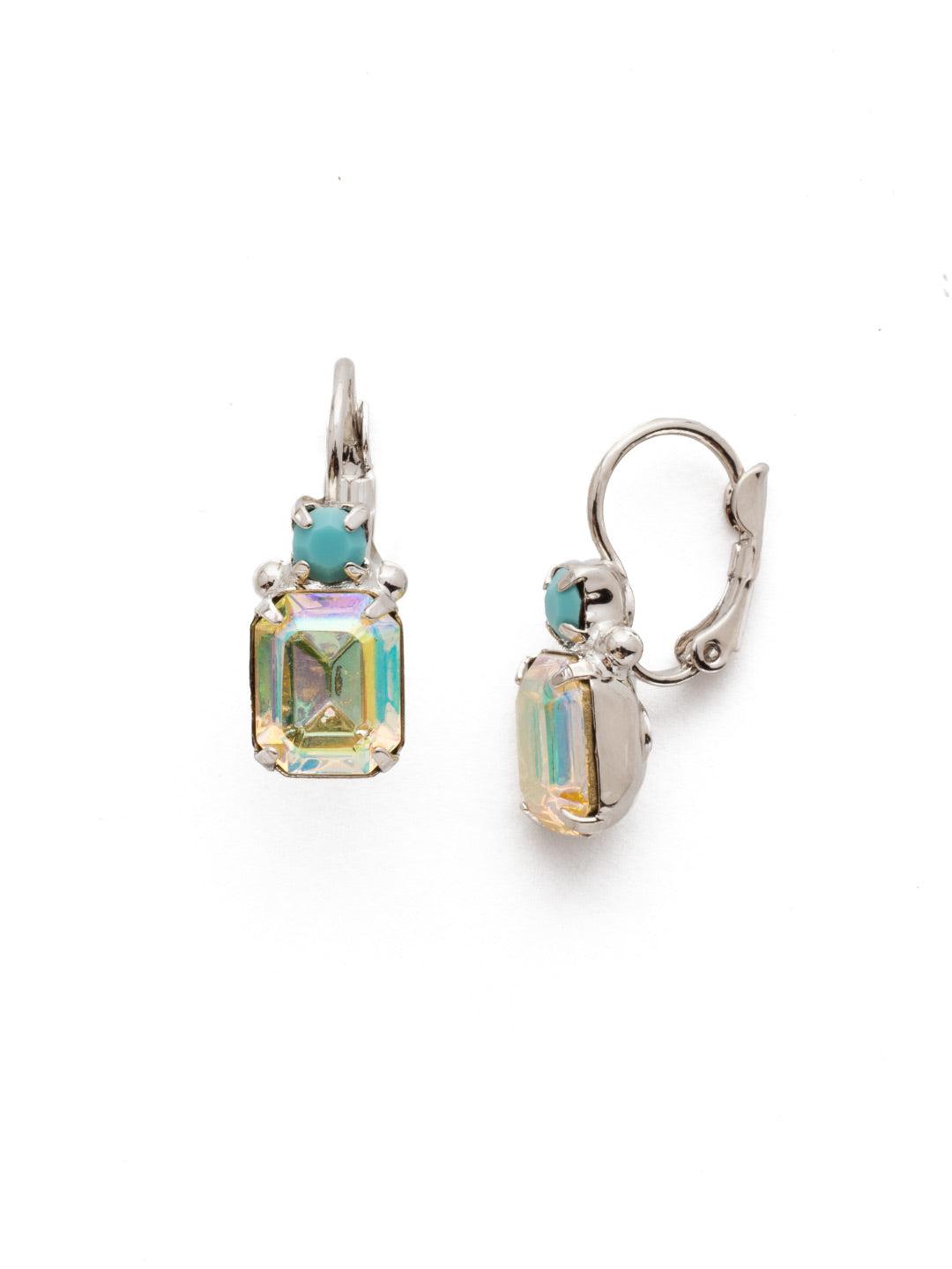Octavia Studded Dangle Earrings - EEA7RHTHT - <p>The Octavia Studded Dangle Earrings combine simplistic beauty and sparkle, featuring a cushion emerald cut crystal and accented by a small round crystal above. From Sorrelli's Tahitian Treat collection in our Palladium Silver-tone finish.</p>