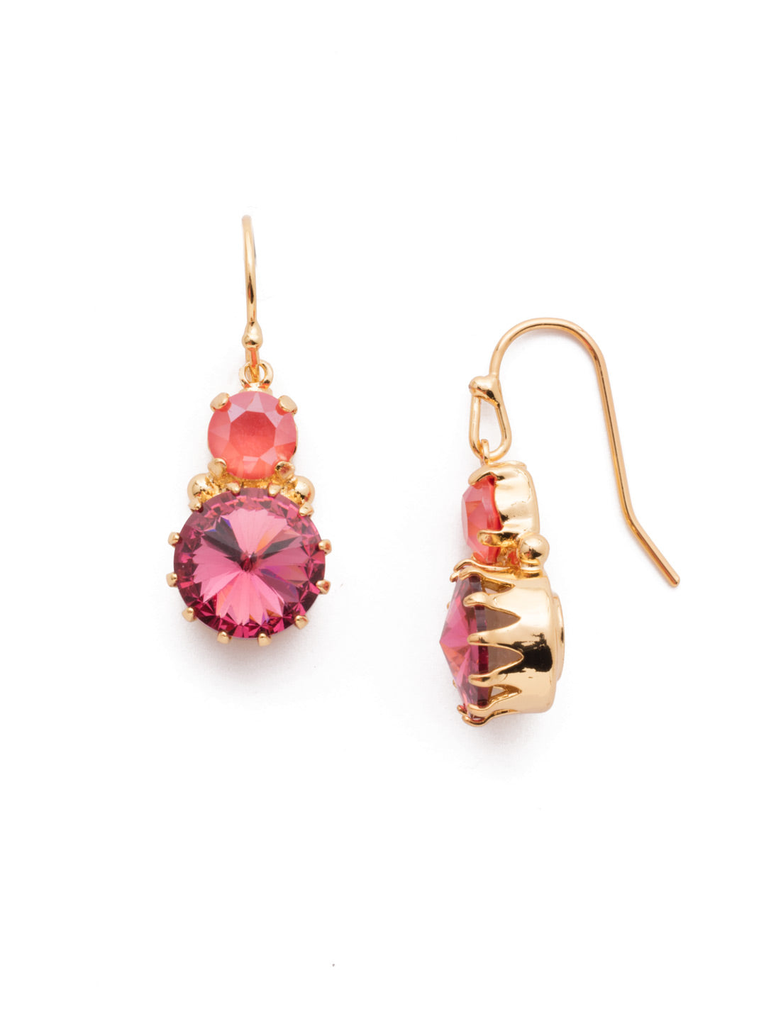 Adelina Dangle Earrings - EEA9BGBGA - These earrings make the perfect touch of sparkle to an everyday look. Featured in our Adelina earrings are are round crystals, accented by a smaller round crystal above. From Sorrelli's Begonia collection in our Bright Gold-tone finish.