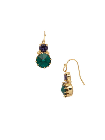 Adelina Dangle Earrings - EEA9BGMDG - <p>These earrings make the perfect touch of sparkle to an everyday look. Featured in our Adelina earrings are are round crystals, accented by a smaller round crystal above. From Sorrelli's Mardi Gras collection in our Bright Gold-tone finish.</p>