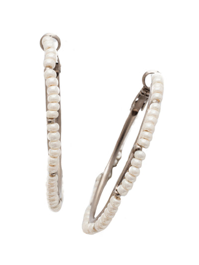 Elena Hoop Earrings - EEC12ASPLP - <p>Quite the polished pair! These slender hoops are embellished with petite beads for an elegant addition. From Sorrelli's Polished Pearl collection in our Antique Silver-tone finish.</p>