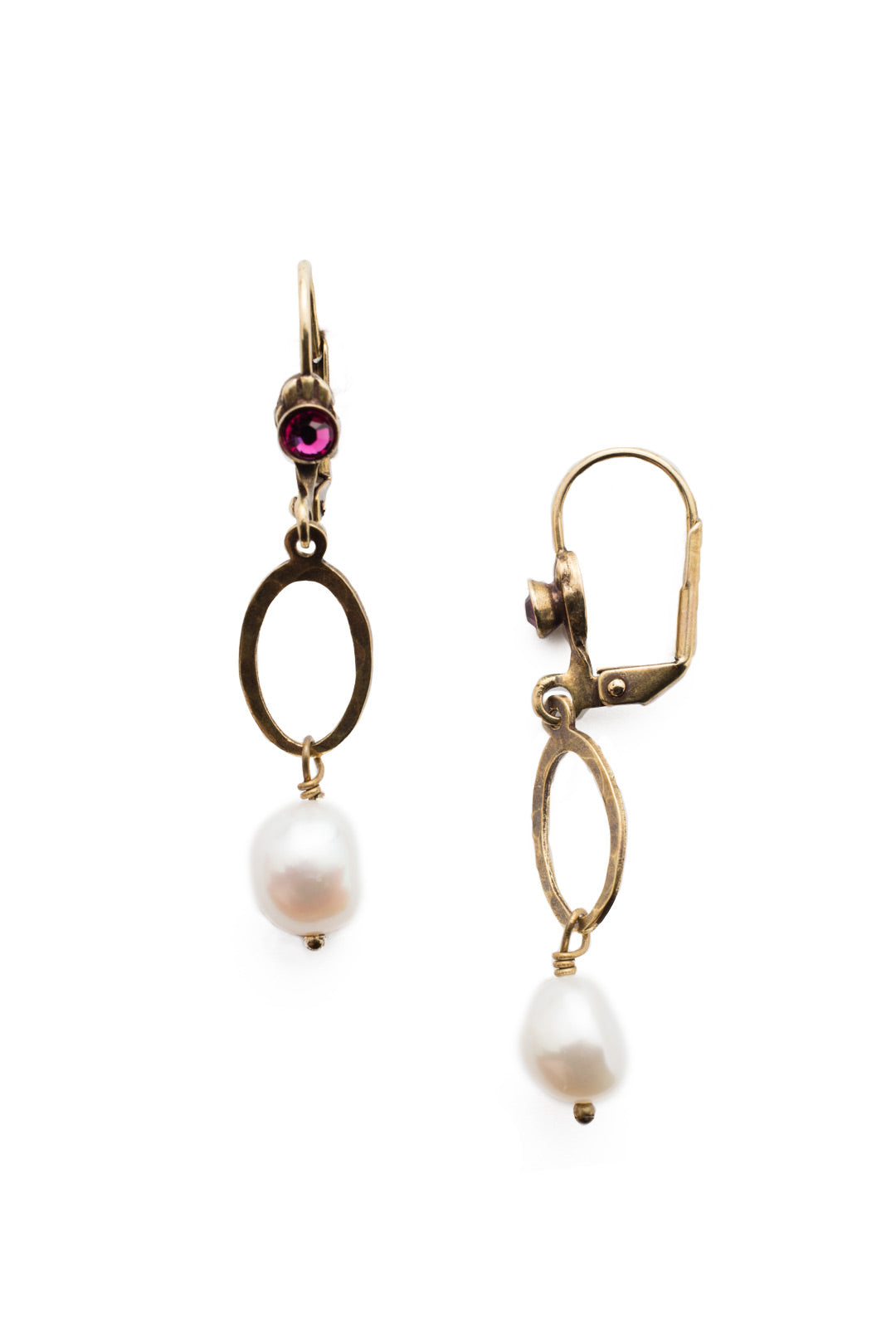 Milana Dangle Earrings - EEC3AGDCS - <p>A delicate pearl drop! These french wire earrings feature an open metal oval and timeless hanging pearl. From Sorrelli's Duchess collection in our Antique Gold-tone finish.</p>