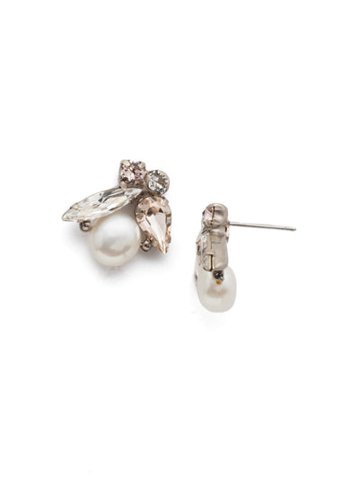 Elisa Stud Earrings - EEC5ASSBL - <p>Timeless baubles. A set of asymmetrical studs featuring a large pearl and a delicate bunch of crystals. From Sorrelli's Satin Blush collection in our Antique Silver-tone finish.</p>