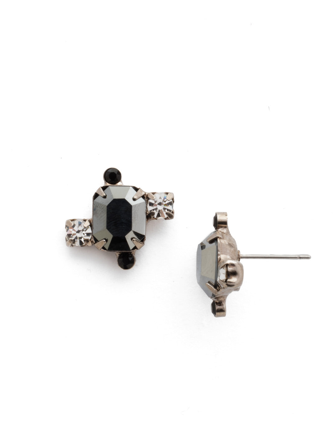 Esmere Stud Earring - EEE17ASHMT - The Esmere Stud Earring is a brilliant emerald cut crystal, highlighted by smaller hints of sparkle around it. Small in size, but significant in shine, these studs are the perfect addition to layers of dainty necklaces or a single statement necklace.