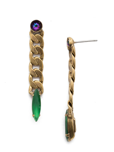 Daenerys Drop Earrings - EEF16AGGOT - These striking earrings feature a navette shaped crystal dancing at the end of a chunky chain link drop. It brings sophisticated style with just the right amount of edge. From Sorrelli's Game of Jewel Tones collection in our Antique Gold-tone finish.