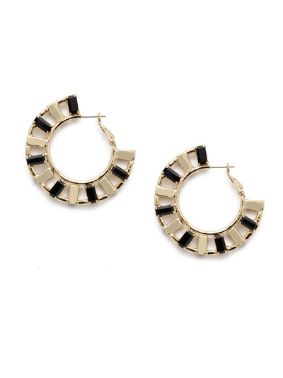 Arden Hoop Earring - EEF29BGJET - Add some flair to your look with these funky hoop earrings. Embellished with baguette cut crystals these are sure to be the life of any party.