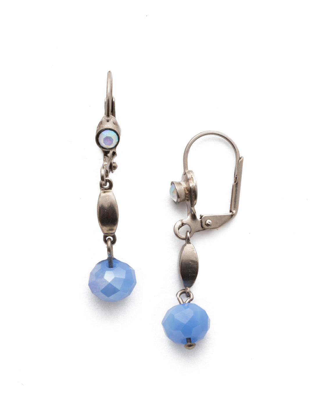 Marjorie Drop Earring - EEF35ASGLC - <p>A single orb dangles from theses alluring drop earrings with a singular round crystal atop. Backed by a lever-back closure these can be styled simplicity or sophisticated. From Sorrelli's Glacier collection in our Antique Silver-tone finish.</p>
