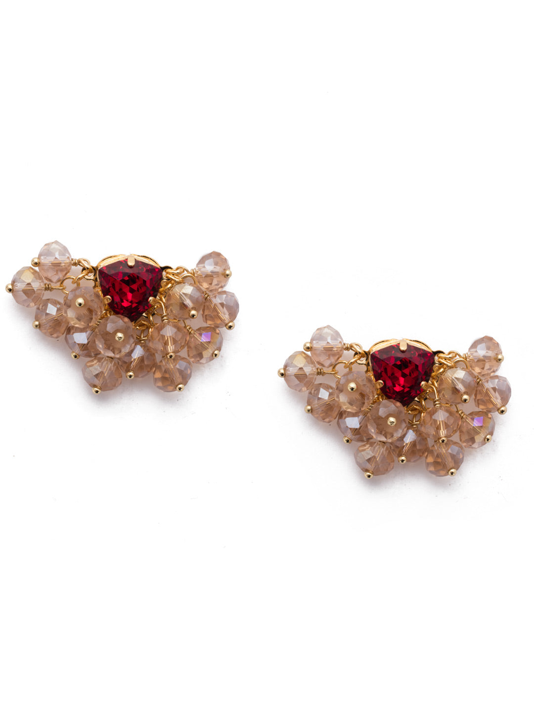 Brienne Stud Earrings - EEF42BGSRC - <p>A lively cluster of twinkling beads is surrounded by a single crystal to bring together these fun earrings. From Sorrelli's Scarlet Champagne  collection in our Bright Gold-tone finish.</p>