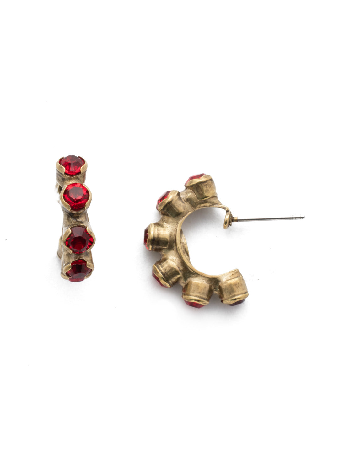 Maisie Hoop Earring - EEF49AGSNR - These eye-catching diamond encrusted hoops are sure to elevate any look. Pair these hoops with a blazer or a party dress to effortlessly complement any look. From Sorrelli's Sansa Red collection in our Antique Gold-tone finish.