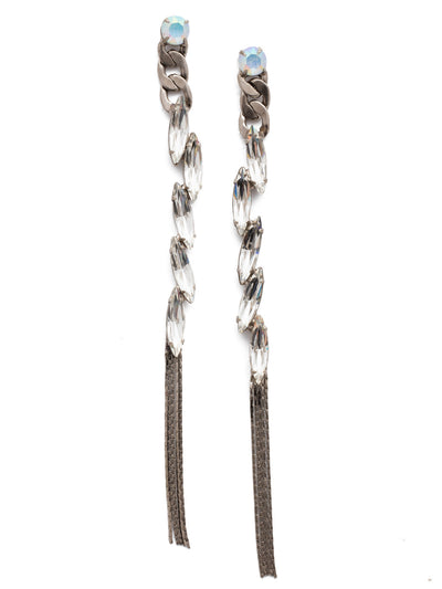 Skylar Drop Earring - EEF55ASGLC - Impact your look with these fashionable chain link earrings. Navette cut crystals and swinging tiny chains bring a fun and modern twist to any outfit. From Sorrelli's Glacier collection in our Antique Silver-tone finish.