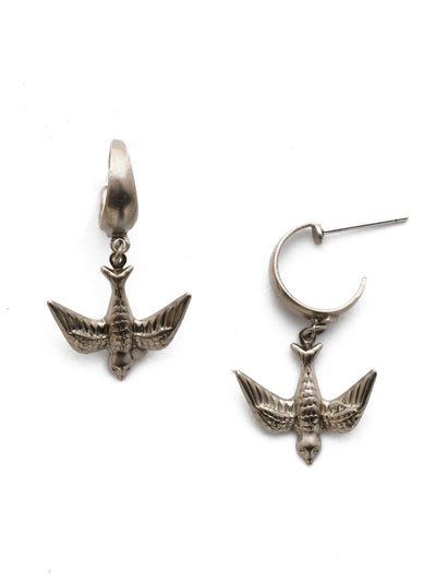 Piper Hoop Earring Dangle Earrings - EEF80ASMLT - A cute and classic complement to any outfit is this pair of beautiful birds. From Sorrelli's Basic Metal collection in our Antique Silver-tone finish.
