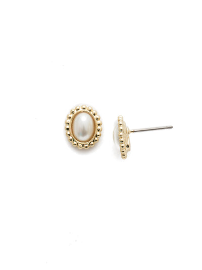 Maisie Stud Earrings - EEH11BGMDP - <p>The perfect oval stud earring for day-to-night wear. From Sorrelli's Modern Pearl collection in our Bright Gold-tone finish.</p>