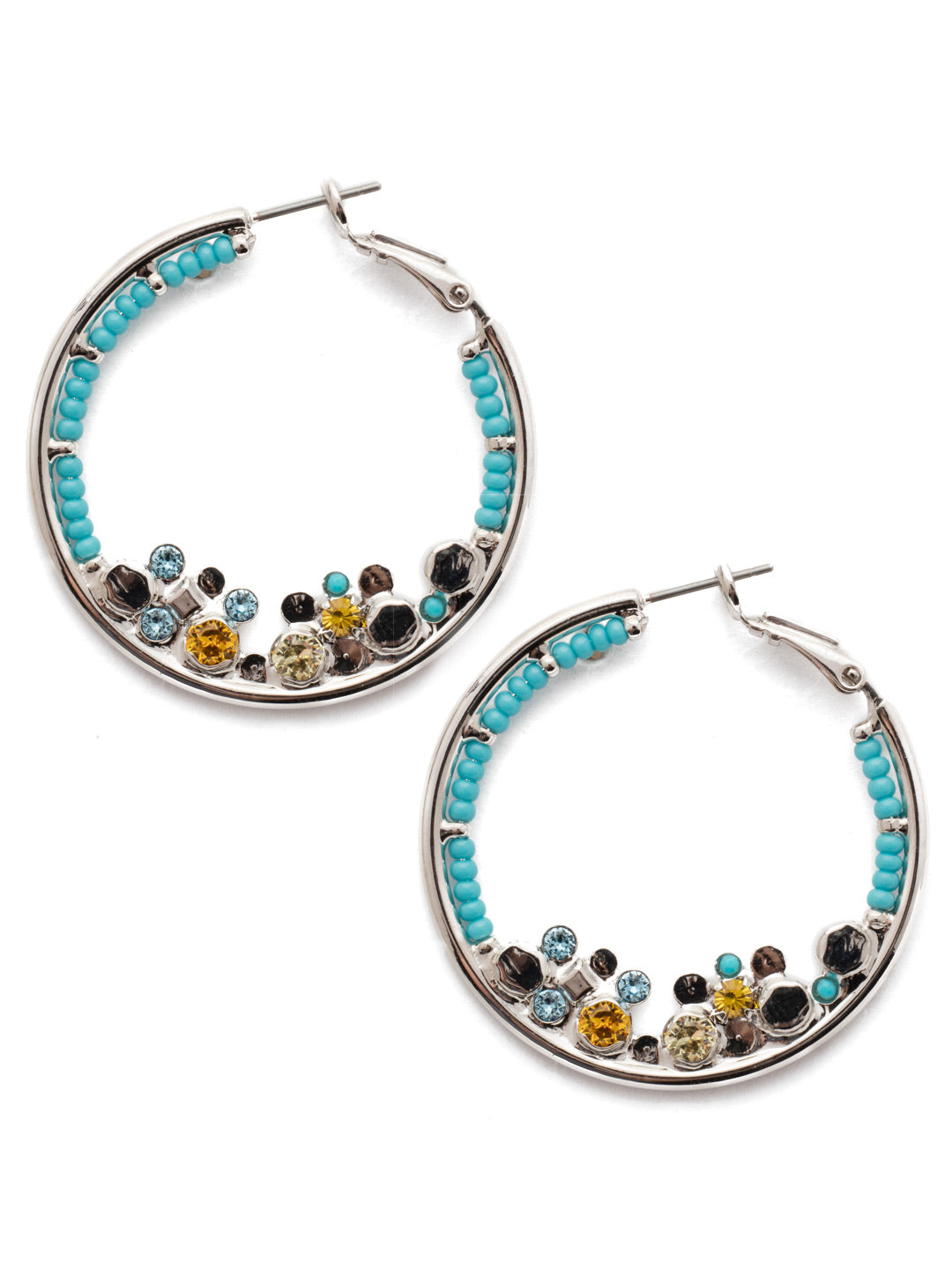 Lin Hoop Earring Hoop Earrings - EEH22RHTHT - <p>These hoops truly have it all. Crystals of all shapes and sizes and handcrafted beadwork transform your day from ordinary to extraordinary. From Sorrelli's Tahitian Treat collection in our Palladium Silver-tone finish.</p>