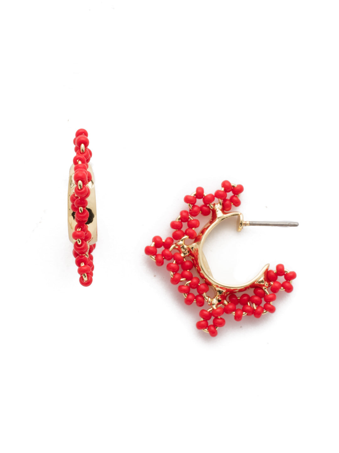 Sefina Small Hoop Earring - EEH25BGRCO - <p>Take some style with you when you put on these beaded beauties. They're a guaranteed good time. From Sorrelli's Red Coral collection in our Bright Gold-tone finish.</p>