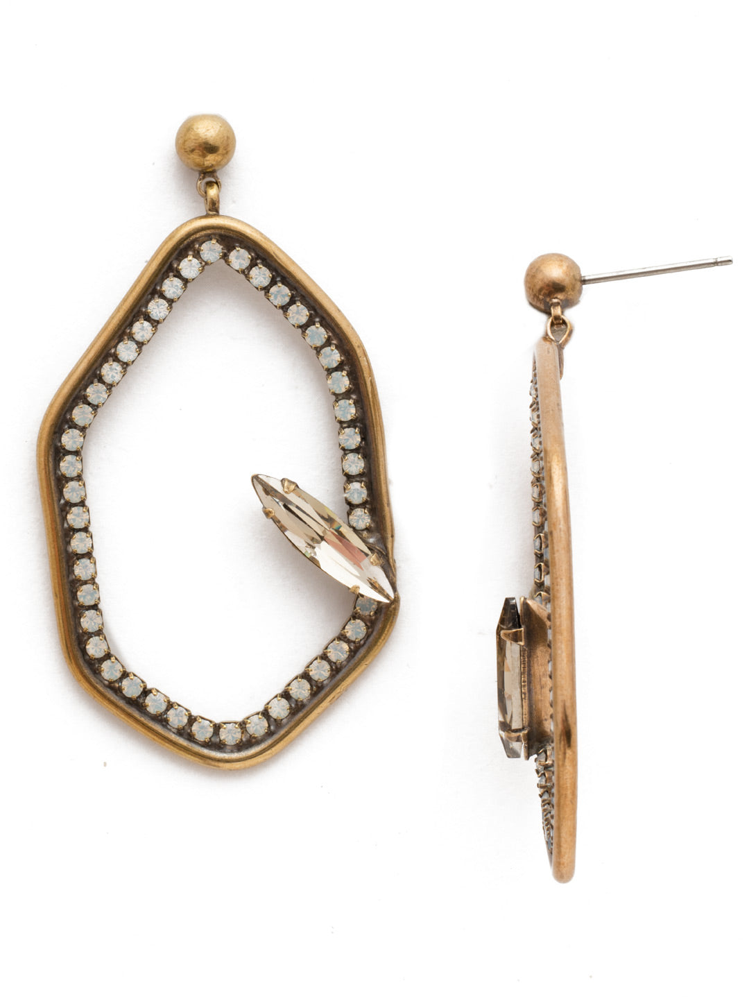 Gemma Dangle Earrings - EEH28AGROB - <p>These posts are long on style. Fasten on the fun shape surrounded by sparkling crystal pieces and you're sure to be the center of attention. From Sorrelli's Rocky Beach collection in our Antique Gold-tone finish.</p>