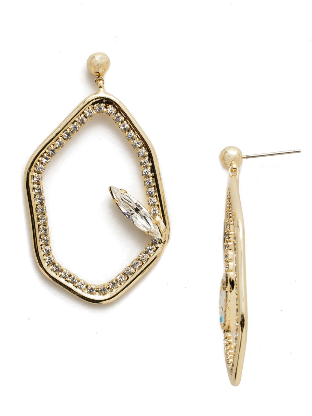 Gemma Dangle Earrings - EEH28BGCRY - <p>These posts are long on style. Fasten on the fun shape surrounded by sparkling crystal pieces and you're sure to be the center of attention. From Sorrelli's Crystal collection in our Bright Gold-tone finish.</p>